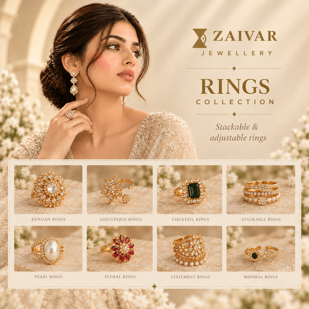 Adjustable cocktail rings